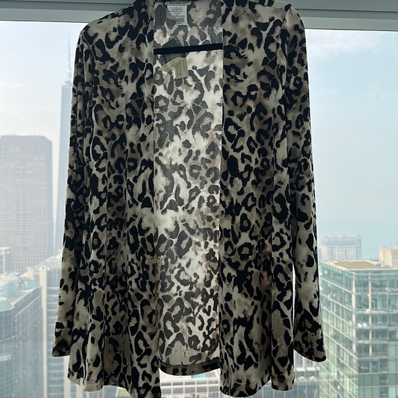 Kim & Co leopard print open cover up/sweater - Picture 1 of 7